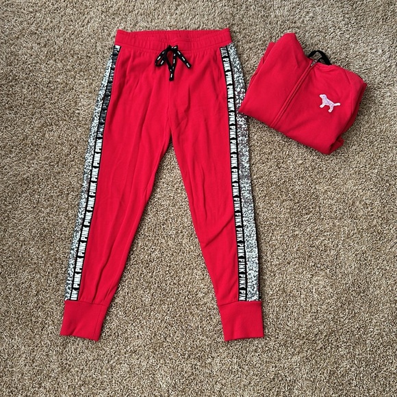 Red Blinged Victoria Secret Pink jumpsuit - Picture 6 of 7